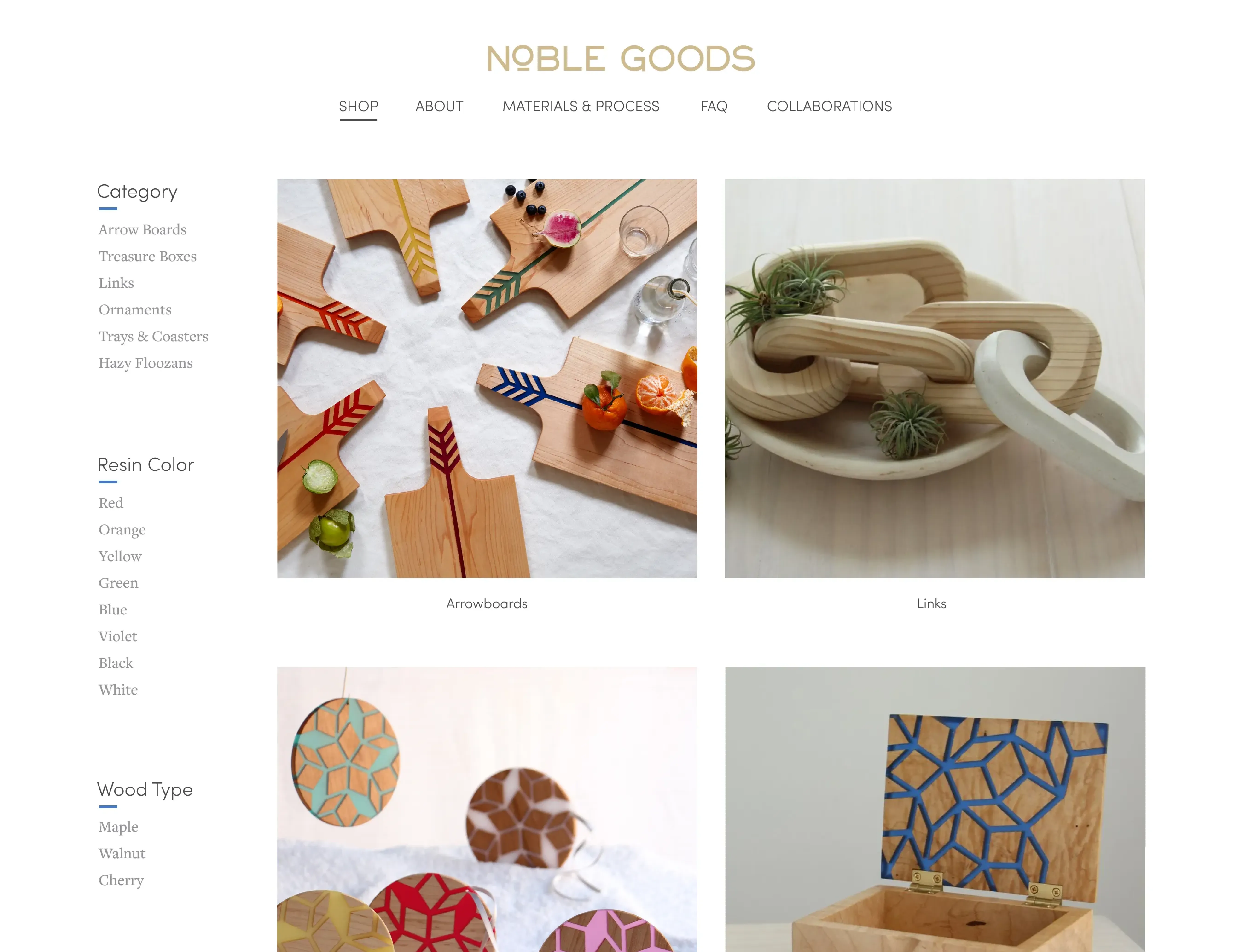 noblegoods website shop page